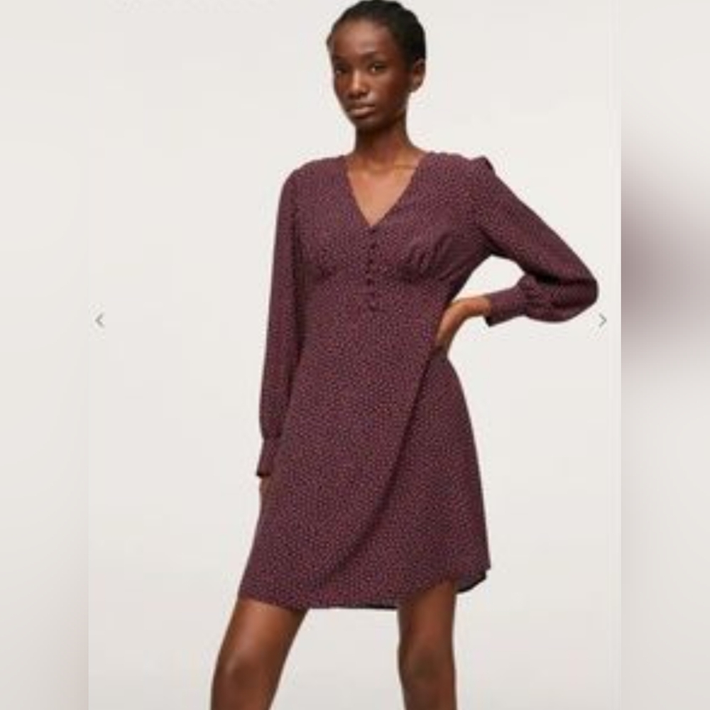 Mango Floral Print Mini Dress, Black and Red, Size 10